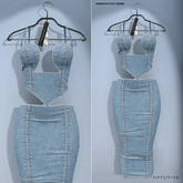 FIFTY/FIVE. "Ripe" Denim Cut Out Dress - Deep Stone