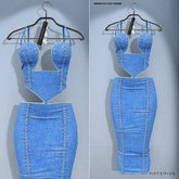 FIFTY/FIVE. "Ripe" Denim Cut Out Dress - Dark Stone