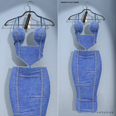 FIFTY/FIVE. "Ripe" Denim Cut Out Dress - Blue Denim
