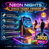 Neon Nights Disco Ticket Vendor LSL Script – Full-Permission Event Ticket System for Second Life