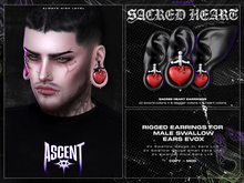 ASCENT - Sacred Heart Earrings M (Swallow Gauge Ears XL)
