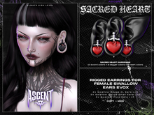 ASCENT - Sacred Heart Earrings F (Swallow Gauge Ears XL)
