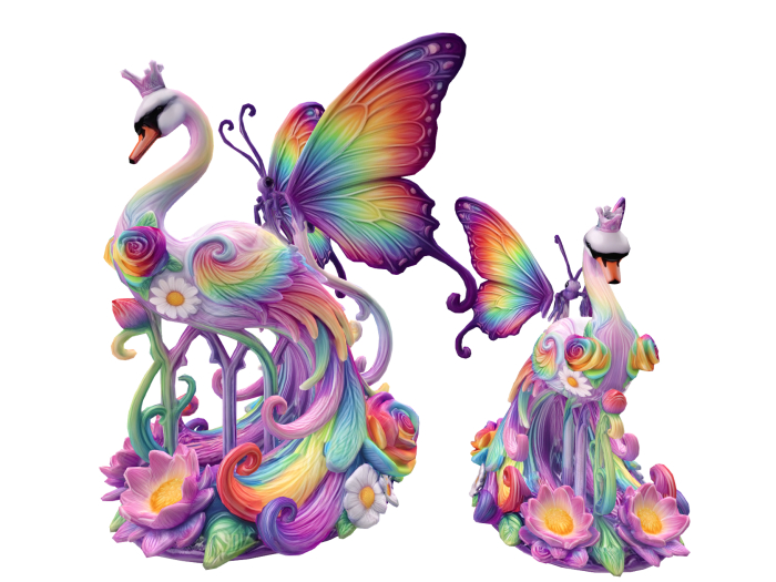 HB: Whimsy Swan & Butterfly Statue FuLL PERM