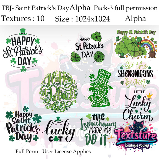 TBJ- Saint Patrick's Day Alpha Pack-3 full permission