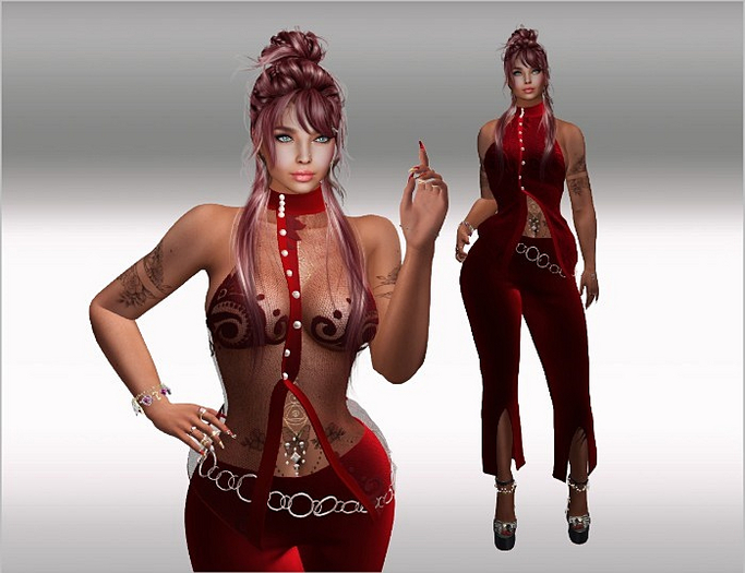 DEMO SET Blouse,Pants,Belt