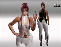 SET Blouse,Pants,Belt 11x beige Color HUD