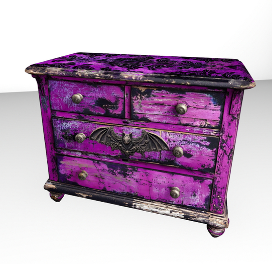 Bat Detail Gothic Purple Dresser