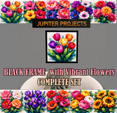 [JP] BLACK FRAME with Vibrant Flowers Complete Set