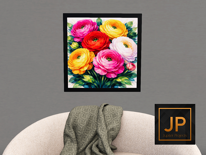 [JP] BLACK FRAME with Ranunculus