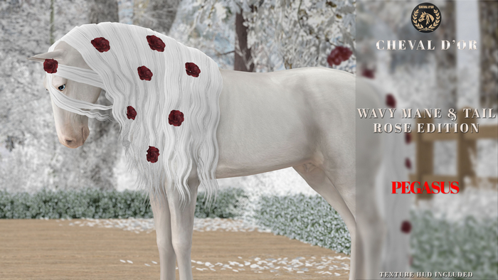 Cheval D'or / TeeglePet Pegasus / Wavy Mane & Tail w/Roses