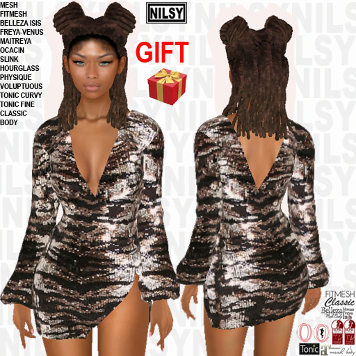 GIFT,SKIN PAILLETTE SLIT DRESS