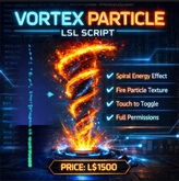 Full Permission Vortex Particle LSL Script with Fire Texture – Spiral Energy Effect, Touch Toggle, Easy Install