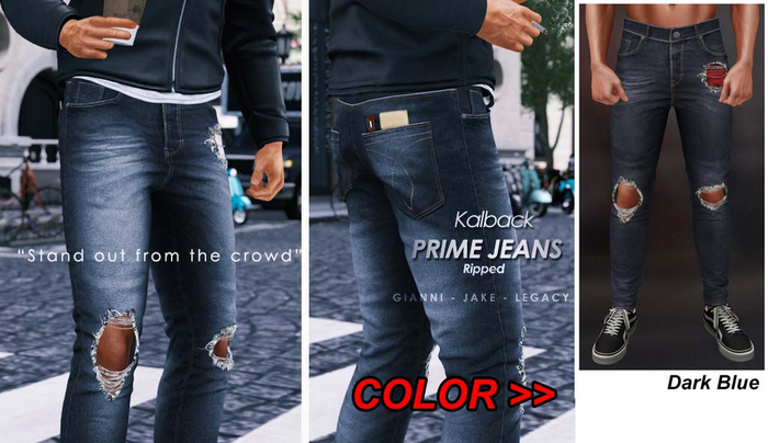 <Kalback> Prime Jeans Ripped Dark Blue