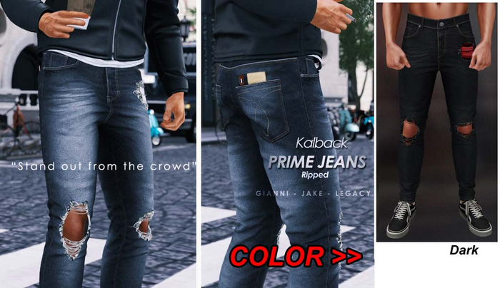 <Kalback> Prime Jeans Ripped Dark