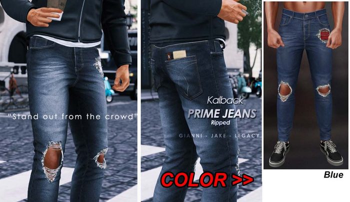 <Kalback> Prime Jeans Ripped Blue