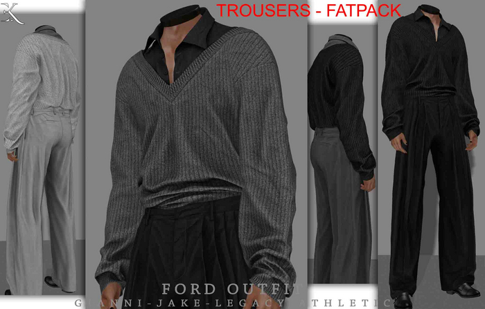 E.K - Ford - High waisted Cotton Trousers - FATPACK {ADD - ME}