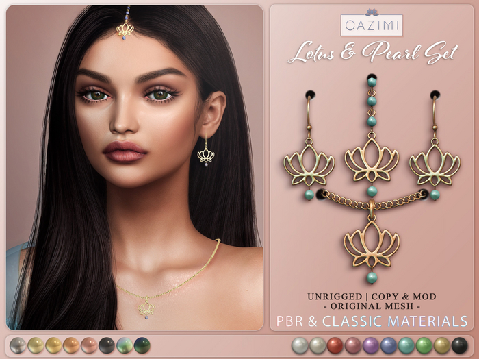 :CAZIMI: Lotus & Pearl Jewelry Set