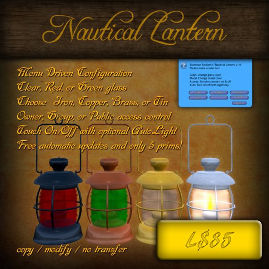 Captain Bedlam's Nautical Lantern (sculpted, scripted, and sexy!)