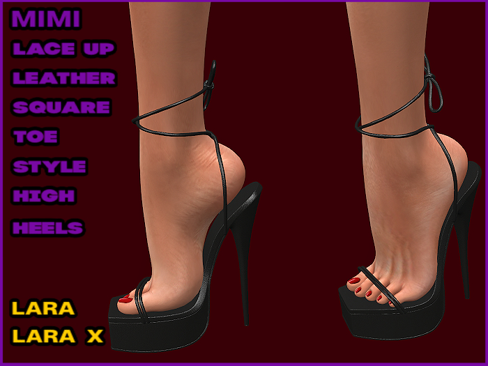 MIMI LACE UP TIE HIGH HEELS, BLACK, LARA, LARA X
