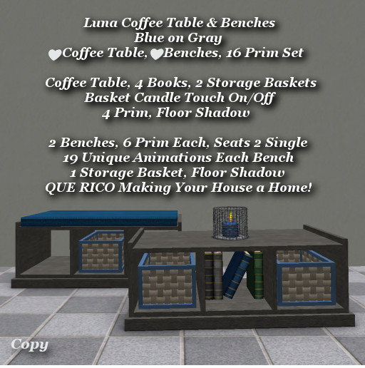 Luna Coffee Table & Benches Blue1