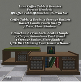 Luna Coffee Table & Benches Fern1