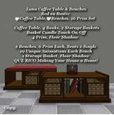 Luna Coffee Table & Benches Red1