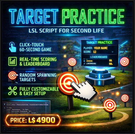 Target Practice LSL Script – Interactive Game with Leaderboard