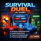 Survival Duel LSL Script – Multiplayer Elimination Game System with Dialog Choices, Lives Tracking & Auto Round Engine