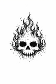 Pulse Ink BROKENDOODLES Flaming Skull Leg Tattoo