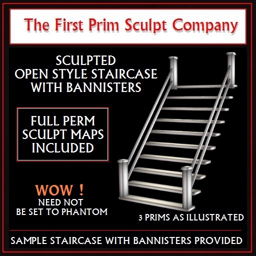 Stairs with bannisters sculpt maps inside samples boxed