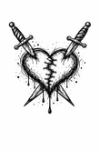Pulse Ink BROKENDOODLES Double Dagger Heart Tattoo BOM