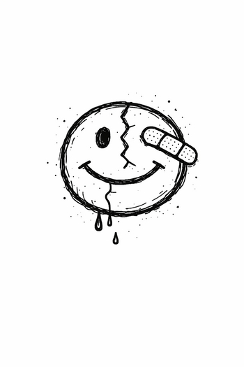 Pulse Ink BROKENDOODLES Broken Smiley Tattoo BOM