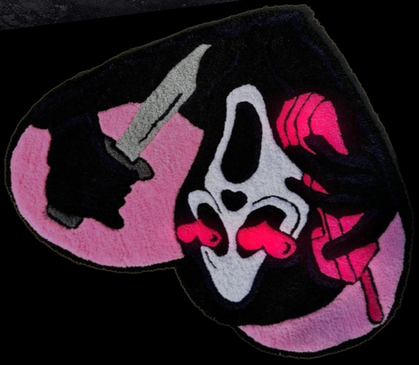 GHOSTFACE PINK HEART RUG