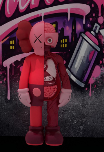 RED ABSTRACT KAWS
