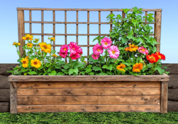 Wall Deco Sticker Mural Planter Box with Flowers 1