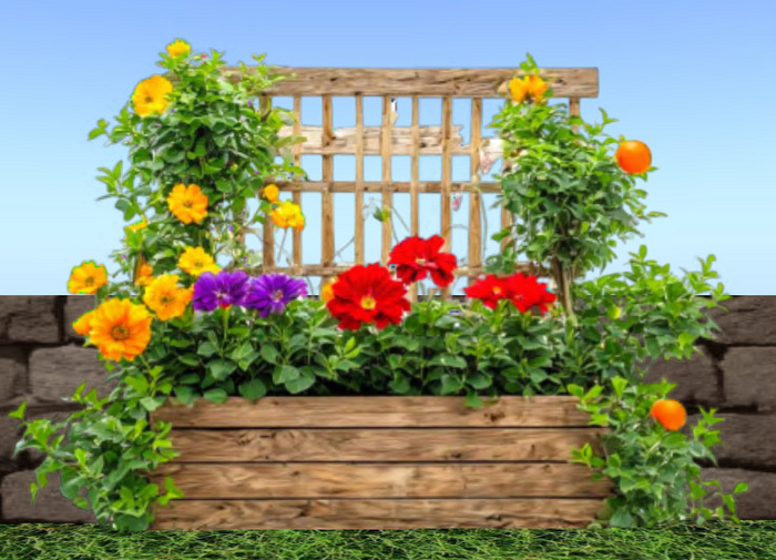 Wall Deco Sticker Mural Planter Box with Flowers 2