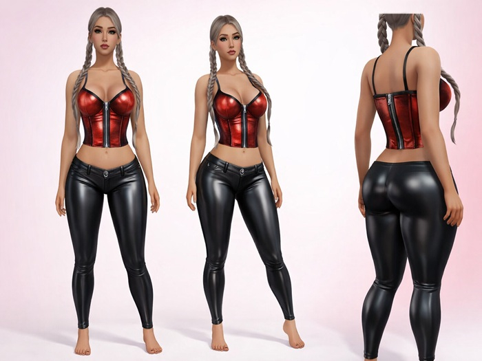 Full Perm Red Leather Lizzy