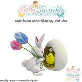 easter bunny with chicken egg  pink  blue