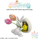 easter bunny with chicken egg  pink orange