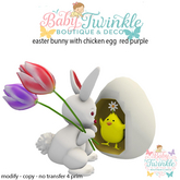 easter bunny with chicken egg  red purple