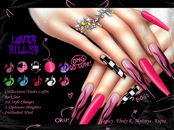 LOVER K - NAILS COFFIN - ROCK STAR / HD # 2 OPTIONS SHINE