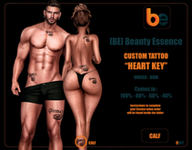 [BE] Beauty Essence - CUSTOM TATTOO - HEART KEY - CALF