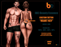 [BE] Beauty Essence - CUSTOM TATTOO - HEART KEY - LOWER BACK