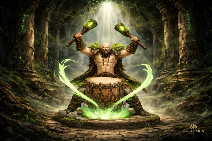 Fantasy War Drummer Statue