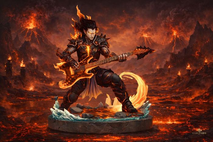 Infernal Rock Guitar Warrior Statue