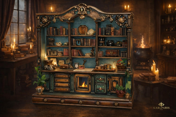 Vintage Library Cabinet Decor