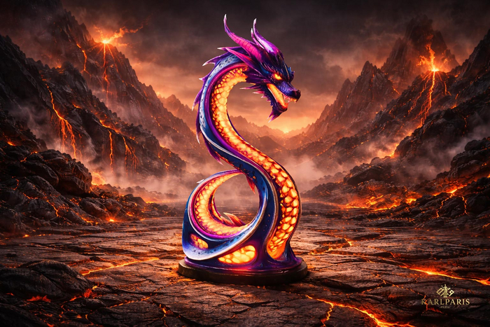 Neon Fantasy Dragon Statue