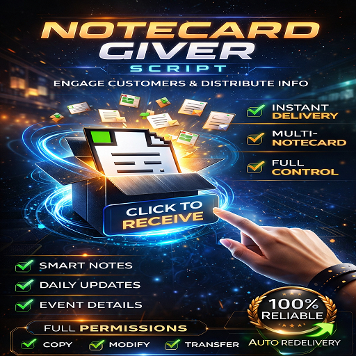 Notecard Giver Script Box | Instant Multi-Notecard Delivery | Copy & Modify | Second Life Creator Tool