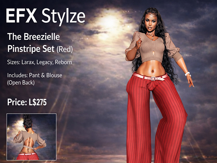 EFXS - The Breevielle Pinstripe Set (Red) - Pant & Blouse