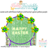 easter arch with flower balloon and bunny's green yellow purple